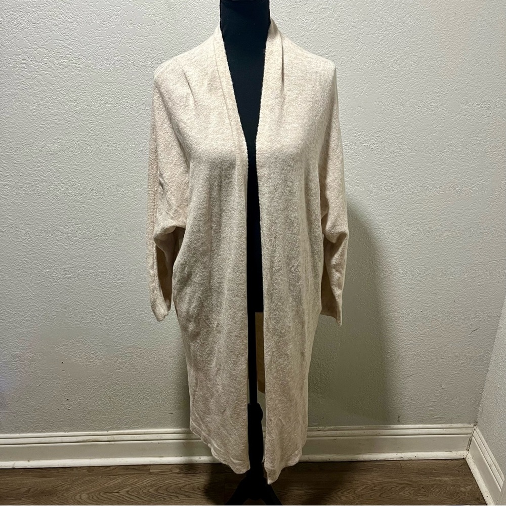 Grade & Gather Cozy Tan Open Front Cardigan Duster with Pockets - Picture 2 of 13